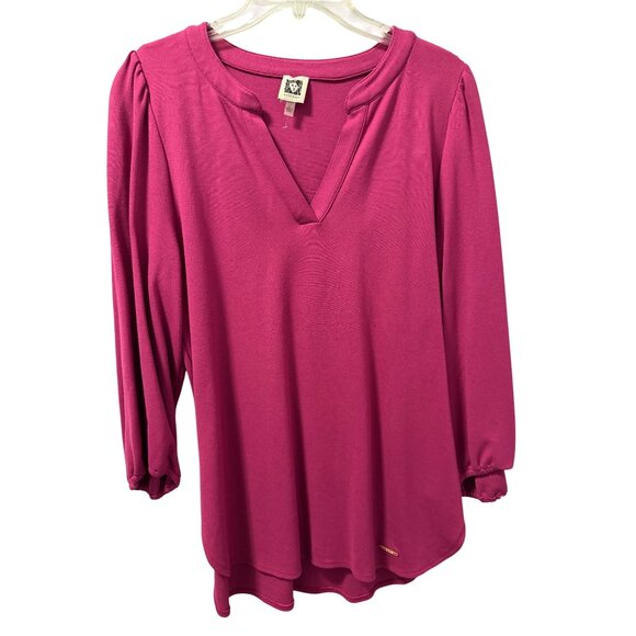 Anne Klein Womens Top Sz Large Viscose Blend Fuchsia blouse - Picture 6 of 12